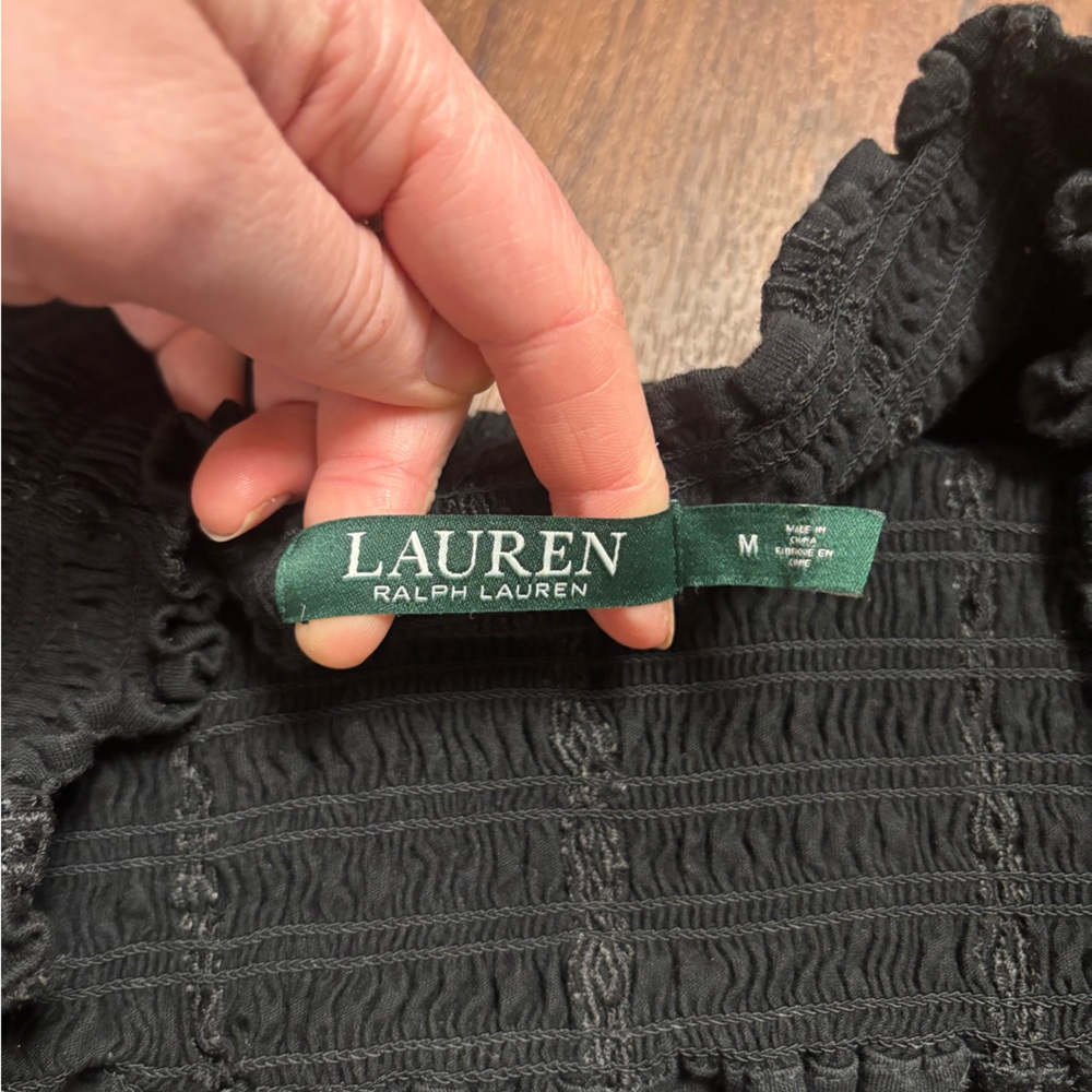 Ralph Lauren Black Off The Shoulder Textured Top - Picture 3 of 4